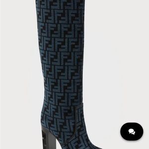 Fendi Vitello Jacquard Knee Boots